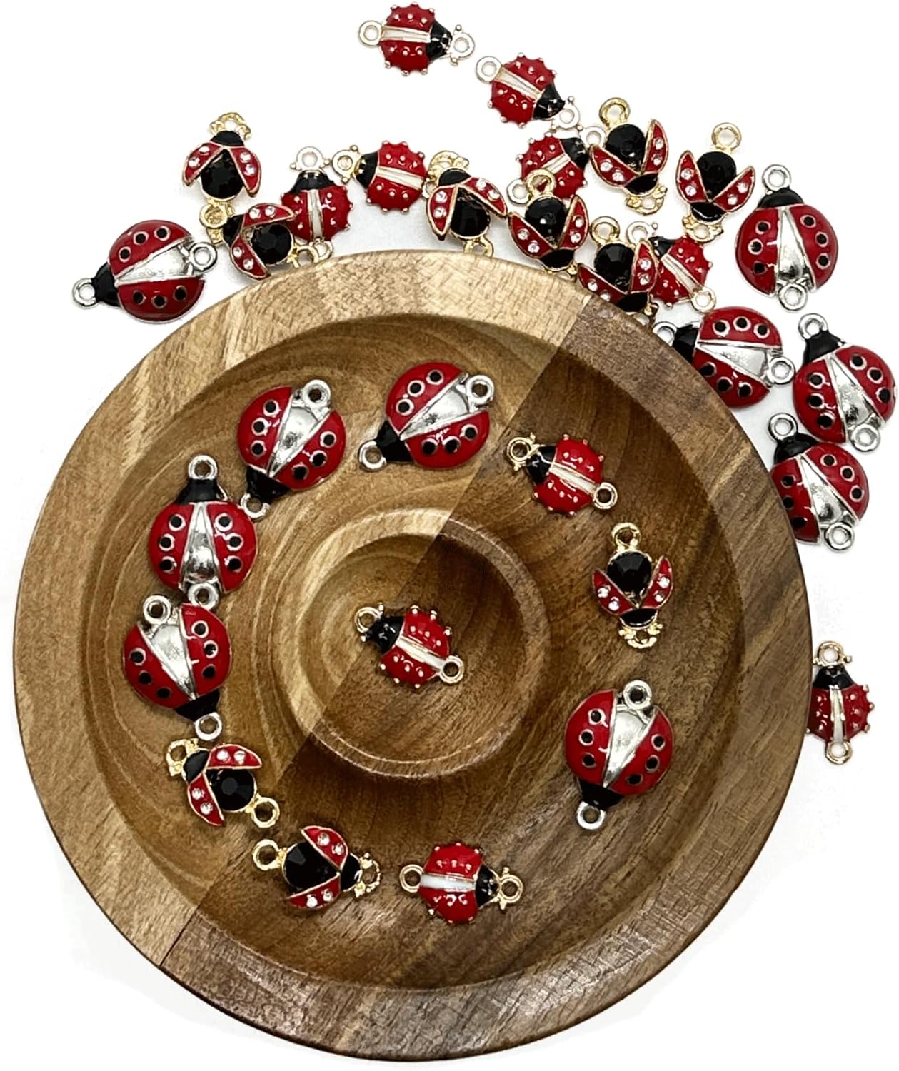 30PCS Ladybug Enamel Charms, Red Ladybird Shape Alloy Enamel Pendants Findings, Insect Beetle Alloy Charms Bulk, Animals Dangle Charms for Women Necklace Bracelet Earrings Jewelry Making DIY Crafts - Image 3