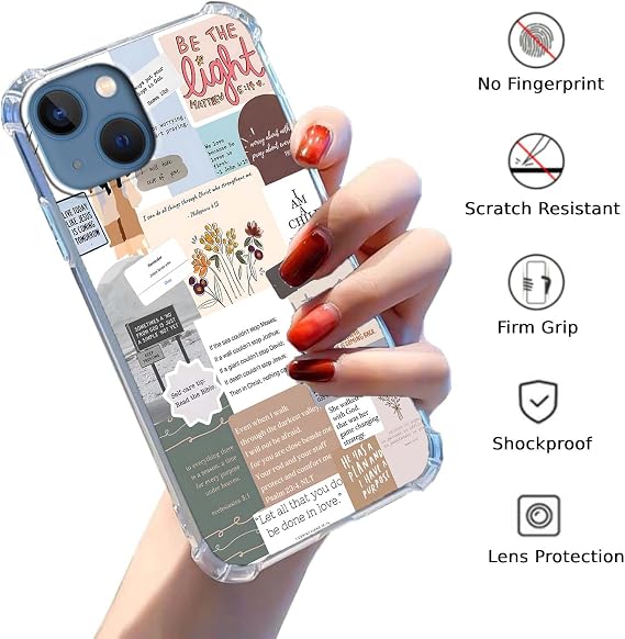 Case for iPhone 13 with Christian Design,Christ Jesus Quotes Verse Collage Pattern,Trendy Soft TPU Bumper Phone Cover(13,Bible)