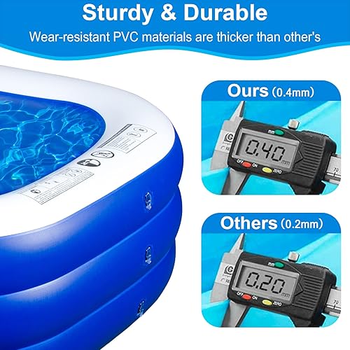 Miniatura 4 de Piscina inflable para niños 102 x 67 x 21 pulgadas centro de natación familiar rectangular para niños adultos bebés niños pequeños al aire libre