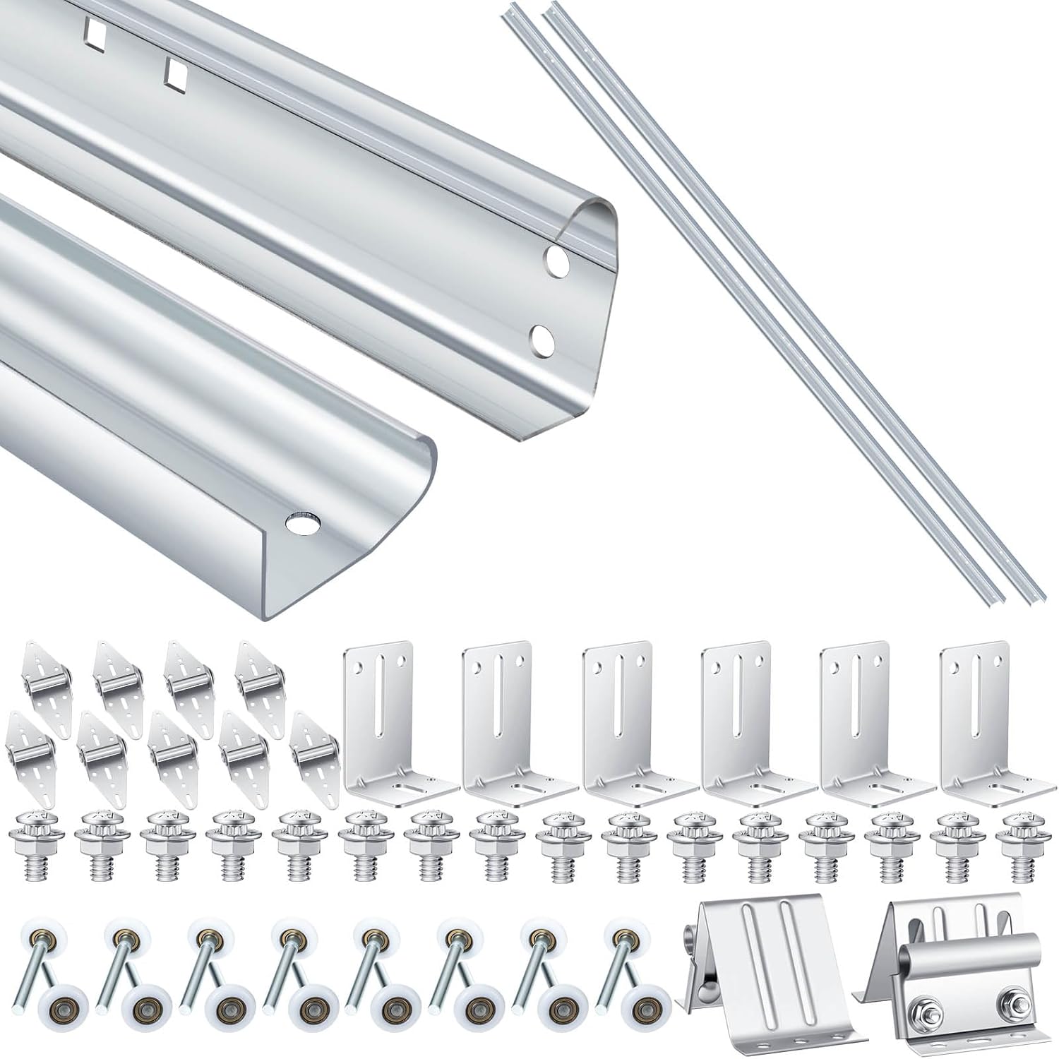 Tandefio 45 Pcs Garage Door Replacement Parts Garage Door Vertical Track Replacement Rail Doorpost Brackets and Screw and Nut Fittings/Rollers/Hinges/Top Brackets for 7 ft Tall Garage Door Parts