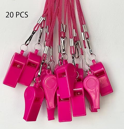 Miniatura 3 de DYBADYSA 20 piezas de silbatos fuertes de plástico con cordón para entrenadores árbitros baloncesto fútbol deportes entrenamiento evento salvavidas