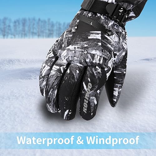 Miniatura 4 de HOIHOO Ski Gloves, Waterproof Snow Gloves -30 Winter Gloves for Cold Weather Touchscreen Snowboard Gloves Warm for Men Women