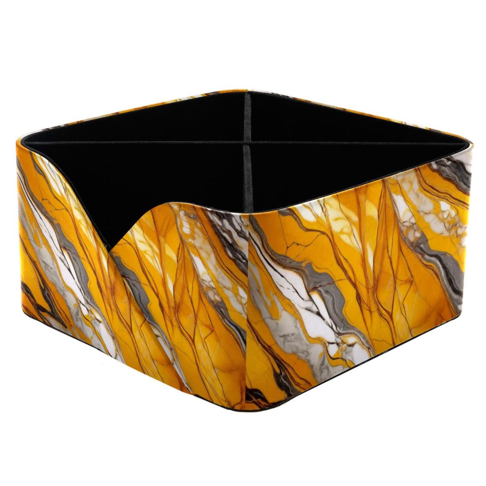 Porte-stylos bureau marbre jaune rectangulaire pour papeterie et maquillage