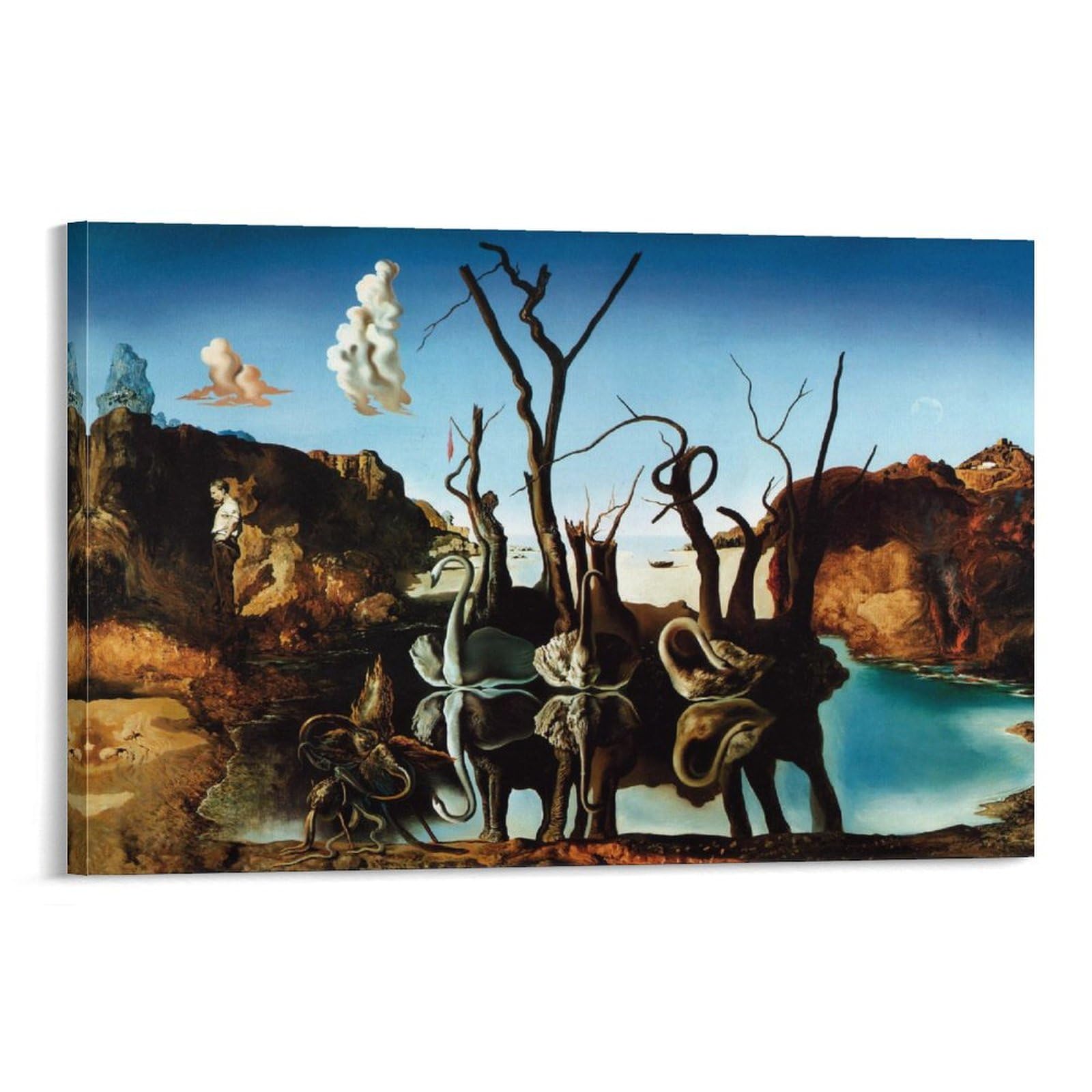 Salvador Dali Wall Art Prints 《Swans Reflecting Elephants》art Poster Canvas Poster Wall Art Picture Prints Hanging Photo Decor Home Posters Artworks 12x18inch(30x45cm) — image 1