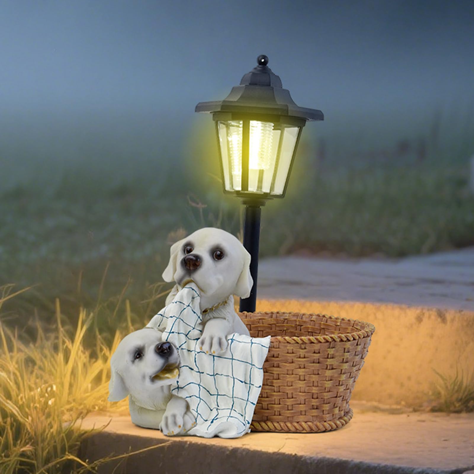 Solarne Figurki do Ogrodu Wodoodporne Figurki Dekoracyjne Z Żywicy Z | Zewnętrzne Figurki I Statuy W Kształcie Zwierząt Dekoracja na Taras, Urodziny, Zewnątrz, Dom, Ganek, Trawnik,