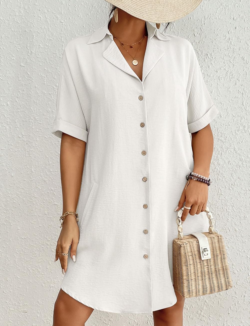 Bsubseach Womens Bathing Suit Cover Ups Bikini Swimsuit Coverup for Women 2026 Button Down Beach Dress Shirt - Image 2