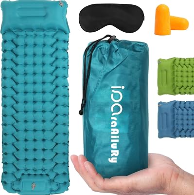 Materassino Campeggio Autogonfiante, Ultraleggero Materasso Gonfiabile Singolo con Cuscino per Campeggio, Outdoor, Spiaggia, Escursionismo, Portatile Materassino Autogonfiante