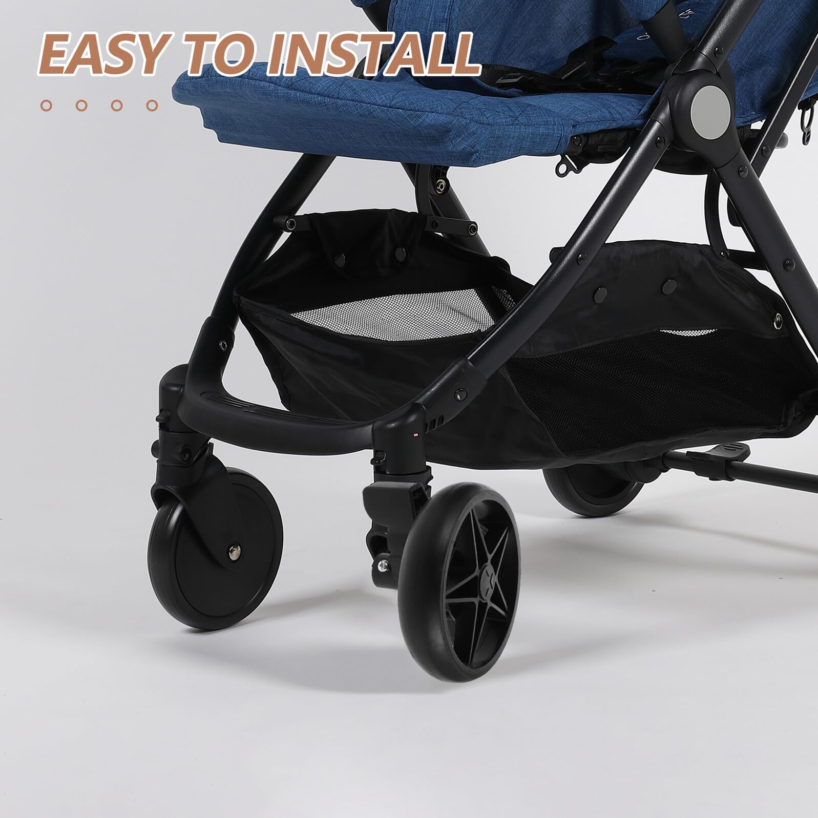 ORFOFE 2 Pièces Roulettes de Rechange Pivotantes Silencieuses pour Poussette et Voiturette avec Frein Accessoires pour Poussettes et Voiturettes Roues pour Trotteur Garçon Fille