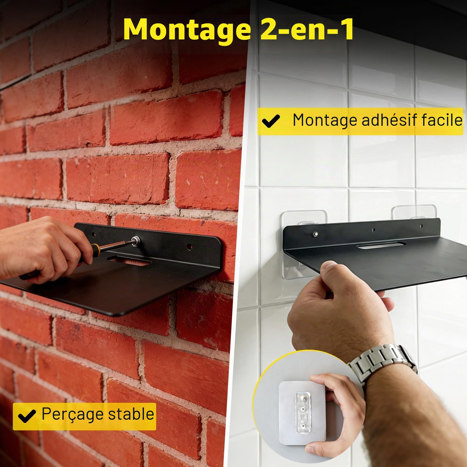 Projecteur Support Etagere Murale 31 x 23.5 x 5.5cm,Etagere Murale sans Percage,Routeur Tablette Murale avec Trou de Gestion des Câbles,pour Décodeurs TV,Enceinte Intelligente,Lecteur DVD