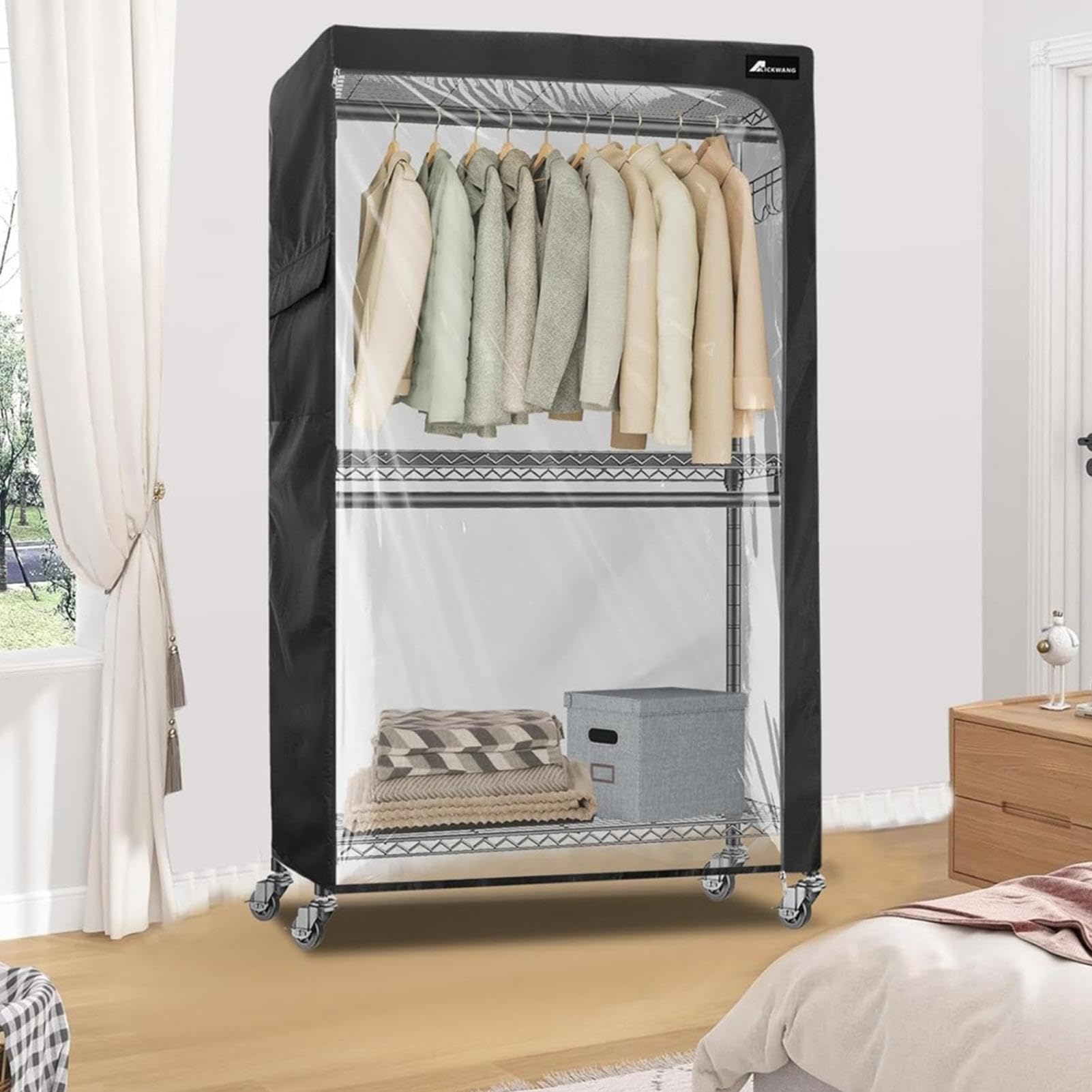 Wodoodporna osłona na , osłona na ubrania, zapinana na zamek błyskawiczny | Dustproof Clothing Cover, pokrowiec na ubrania, osłona na zamek błyskawiczny z wodoodpornym materiałem, osłona szatowa