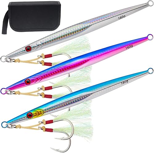 Gefischtter 3 piezas de plantillas de pesca verticales de agua salada, cuchara de jigging de metal, velocidad rápida de mar profundo, señuelos de disponible en Yaxa Guatemala