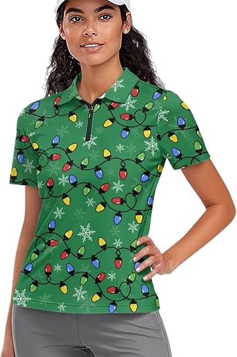 Womens Ladies V-Neck Golf Tops Zip Up Athletic Tennis T-Shirts Short Sleeve Polo Buttery Workout Tops Sweatshirts