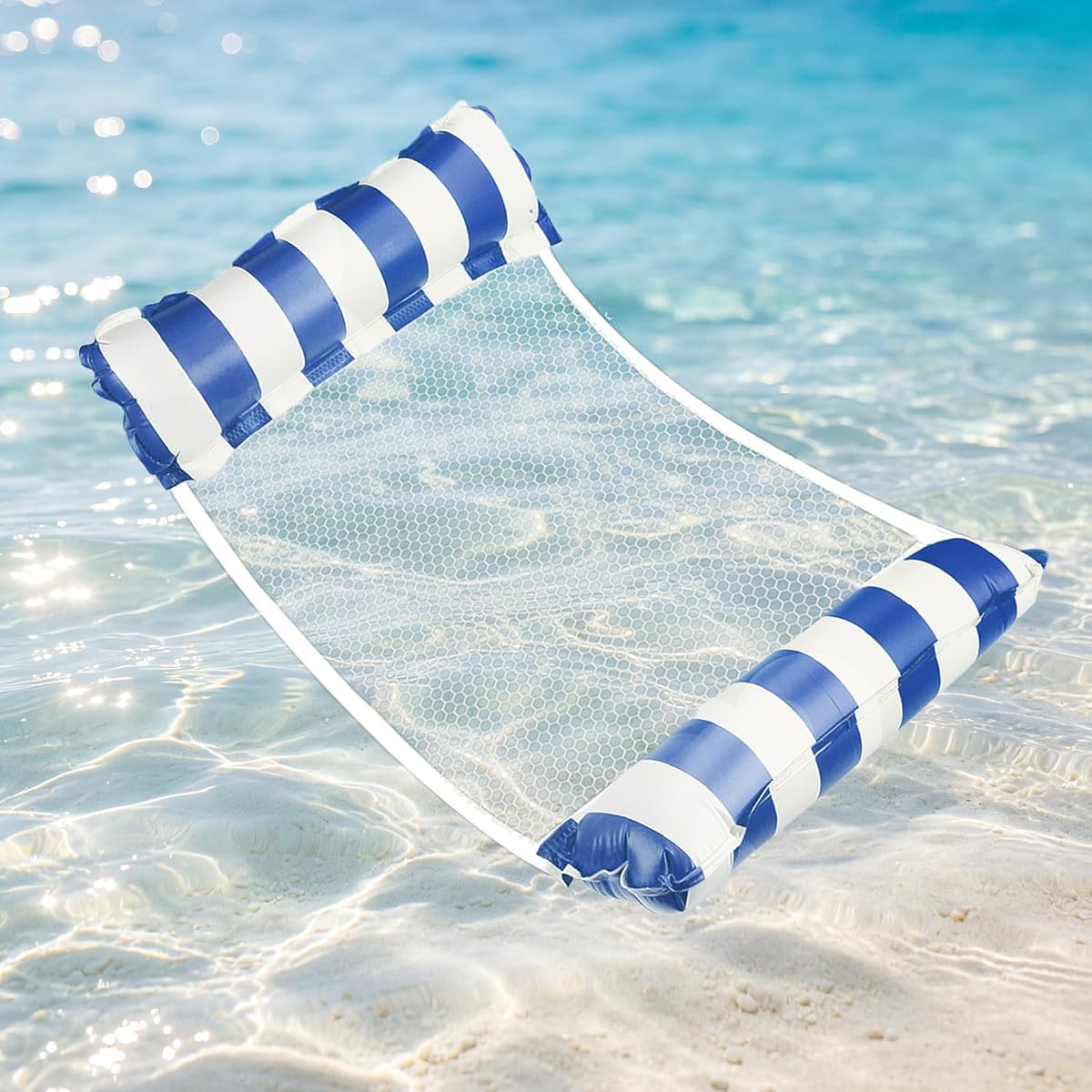 Inflatable Hammock Pool Floats Adults, Water Hammock Pool Floaties Rafts Lounge Chairs Floating, 4-in-1 Multi-Purpose Pool Float Toys for Women Men Lake Beach Swimming Pool Party