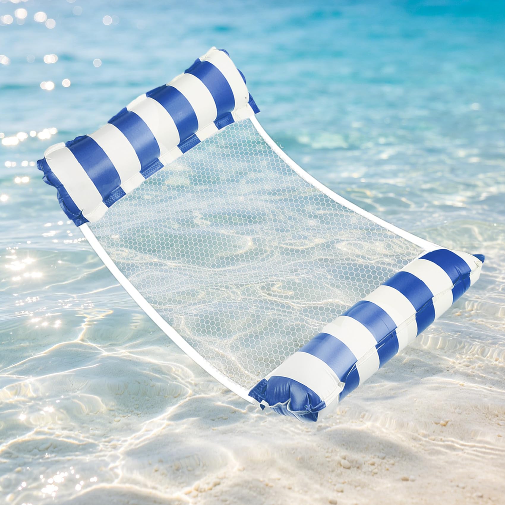 inflatable hammock pool floats adults, water hammock pool floaties rafts lounge chairs floating, 4-in-1 multi-purpose pool float toys for women men lake beach swimming pool party