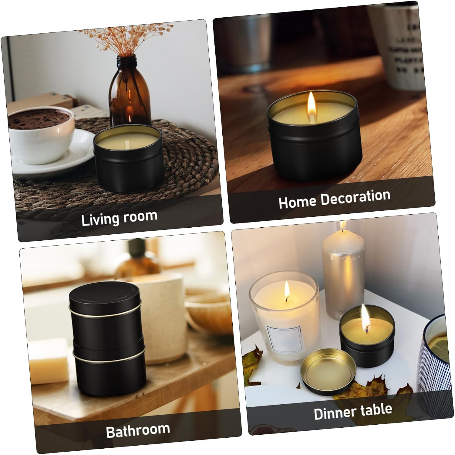 BESTOYARD 24-Pack Round Tinplate Candle Jars Empty Scented Candle Containers Lids for Making Supplies and Storage
