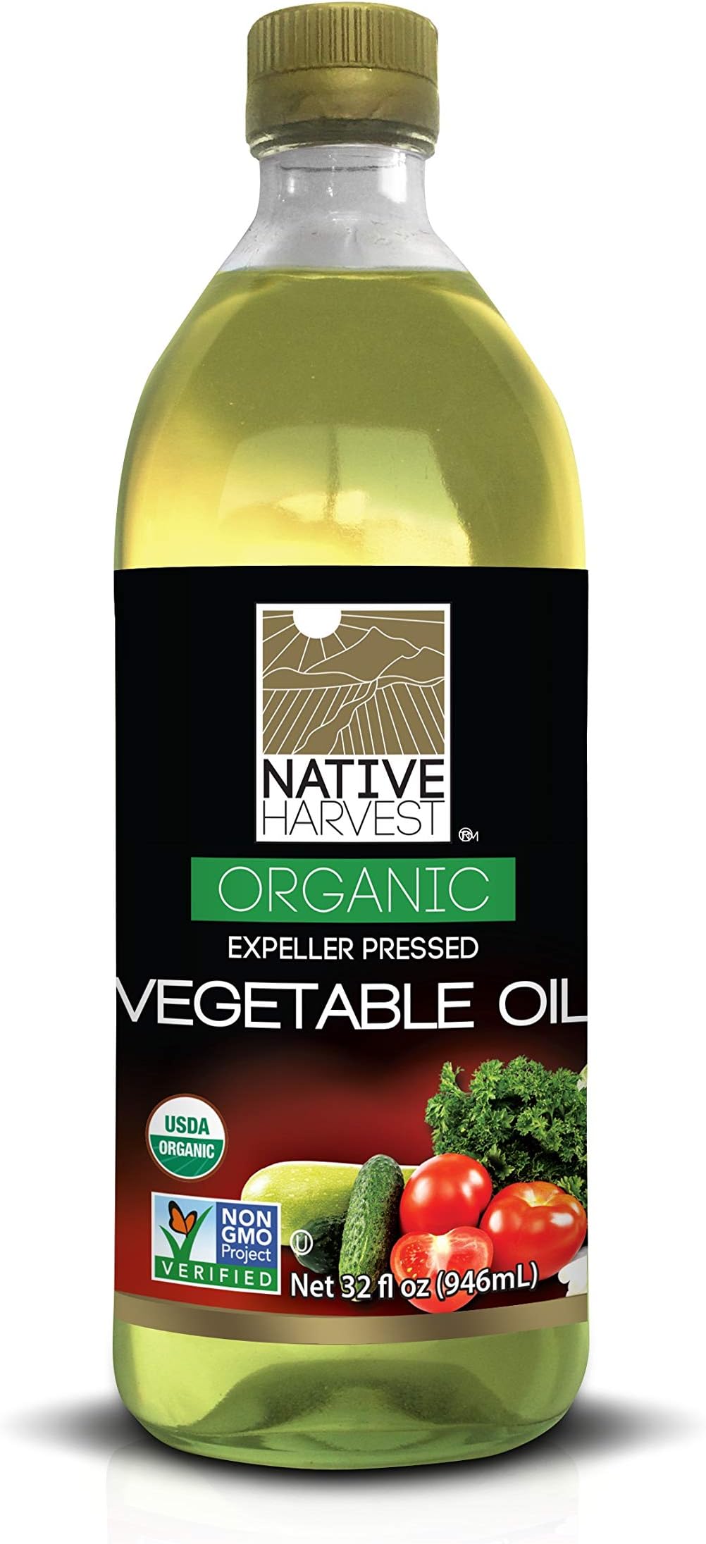 Native Harvest Organic Non-GMO Naturally Expeller Pressed Vegetable Oil, 1 Litre (33.8 FL OZ)