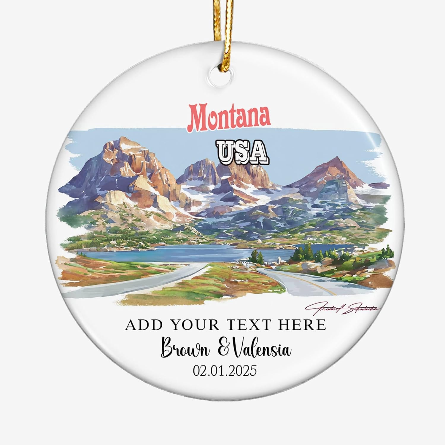 Beartooth Mountains-Montana-USA Map Ceramic Ornament – Personalized Travel Keepsake with Custom Name and Date – Scenic for Couples, Tourists, Outdoor Adventure Lovers 0FtfC1