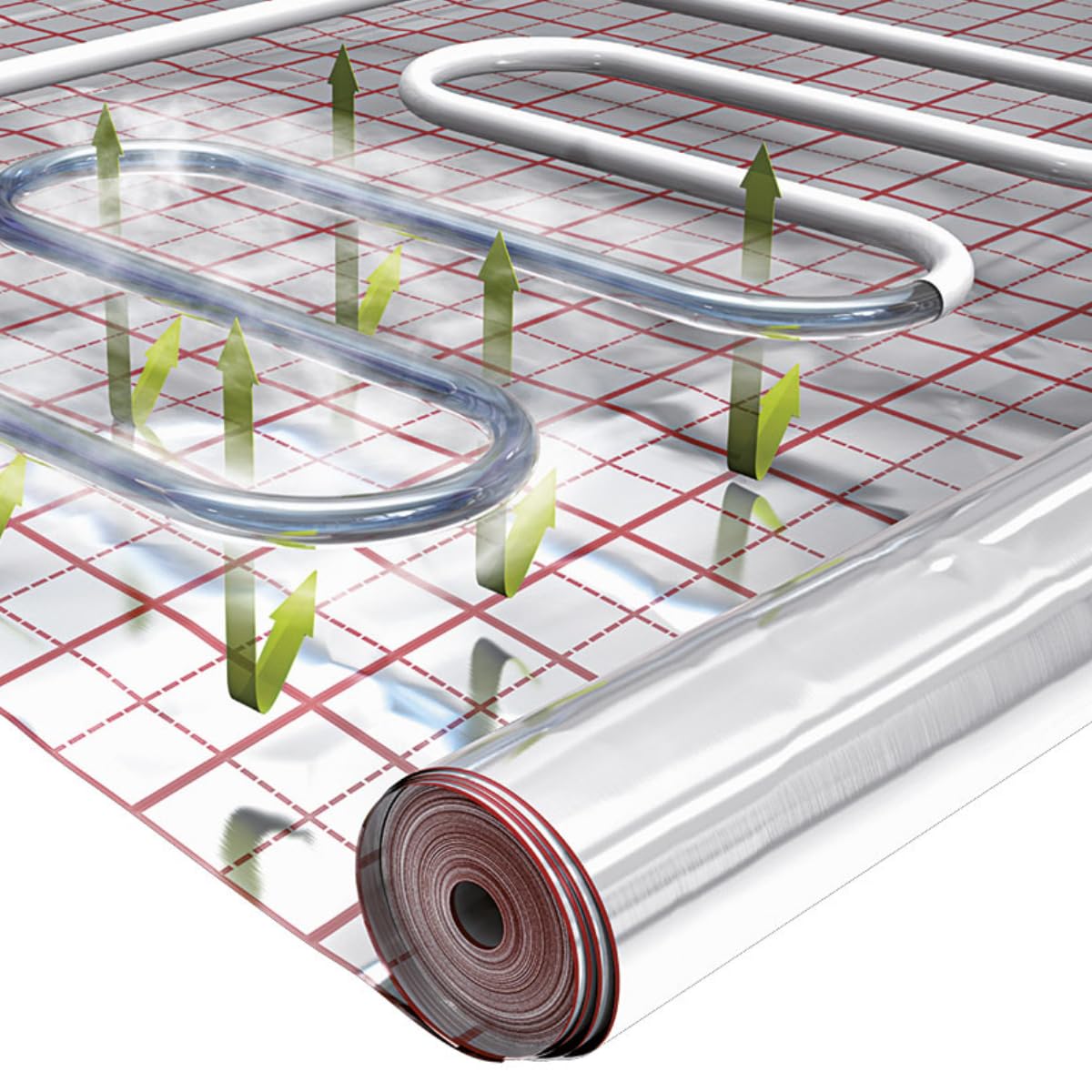 KAUFDACH® HOTFLOOR 1,0m x 50,0m für Fußbodenheizung Rasterfolie Fußbodenisolierung Alufolie