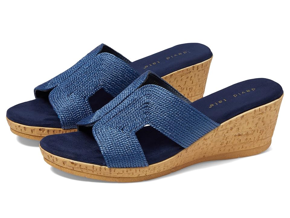 David Tate Vibe (Navy Rayon Fabric) Women's Sandals INTERNATIONAL SHIPPING