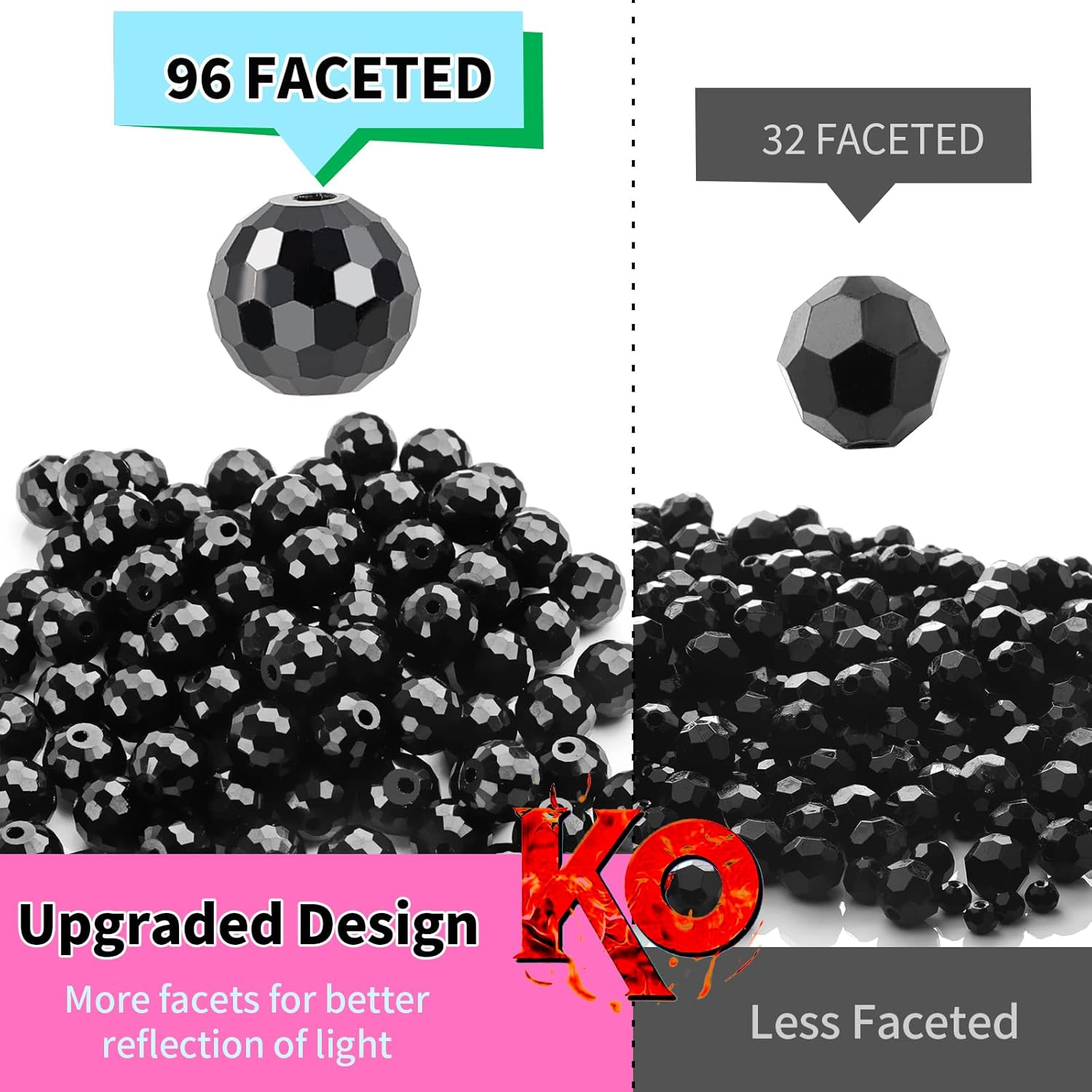 Crystal Glass Beads for Jewelry Making, 80 Pieces Crystal Beads, 10mm Glass Beads, Round Faceted Beads Bulk for Craft Necklace Bracelet Earring (Black Color) - Image 4