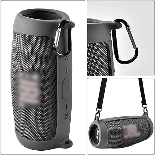 Vista 3 de Funda de silicona para JBL Charge 5, altavoz Bluetooth portátil impermeable, cubierta protectora de gel suave para viajes, funda de goma impermeable