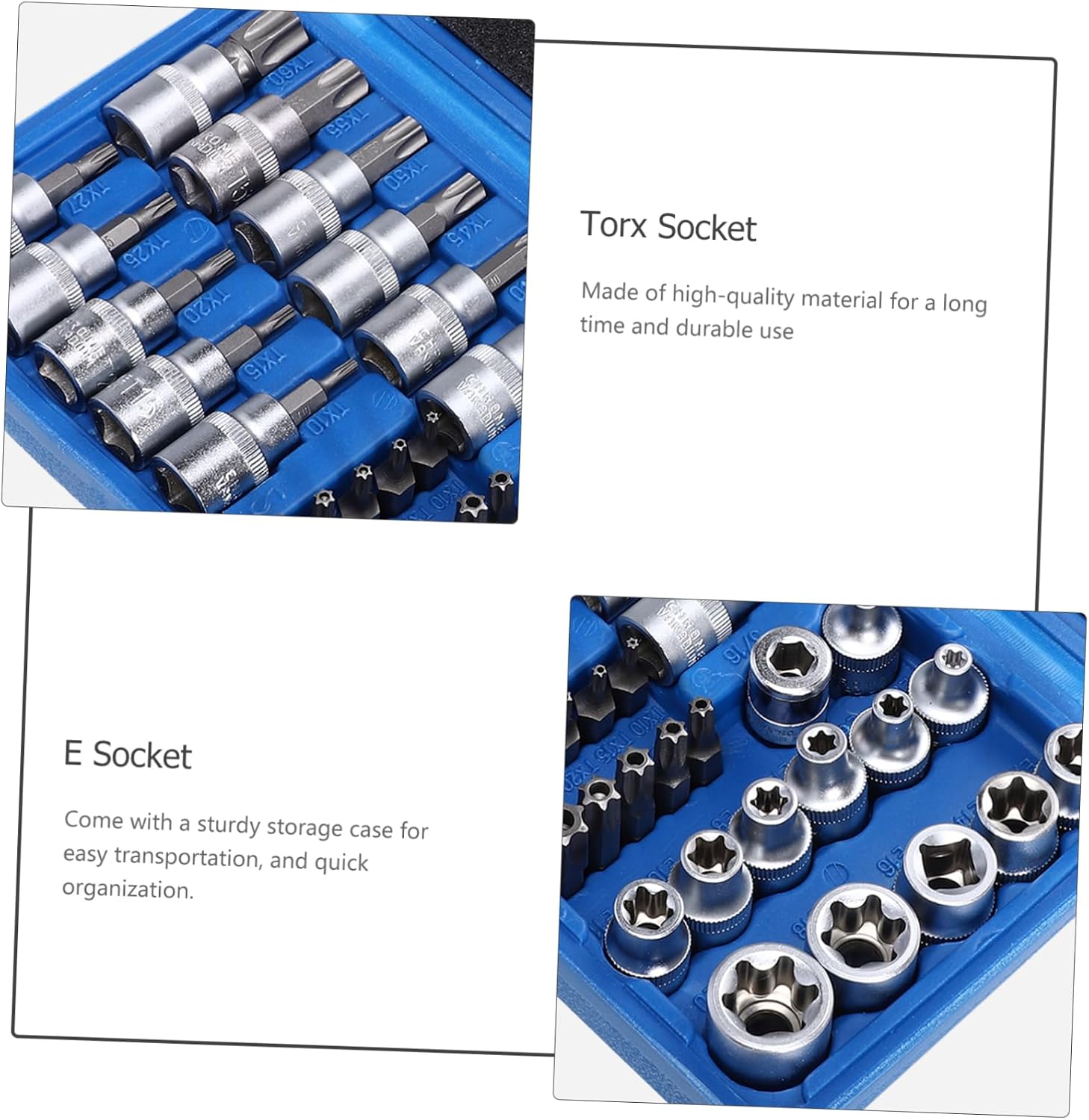 Healifty 34pcs E Socket Set Star Bit Torque Socket for Automotive Repair and DIY Garage Use Handheld Steel Tool Kit