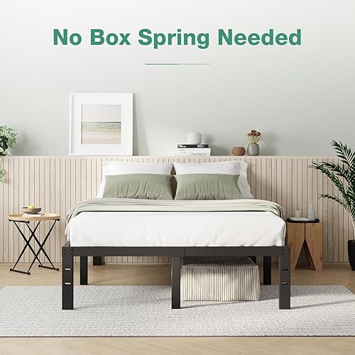 Miniatura 67 de Novilla - Base de cama matrimonial, plataforma de metal de 14 pulgadas, con espacio de almacenamiento debajo de la cama, soporte de listones de