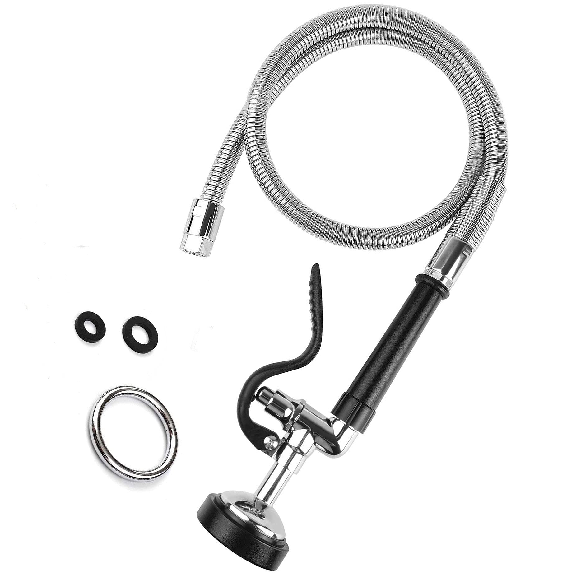 Pre Rinse Sprayer and Hose Replacement Kit for Pull Out Kitchen Spray/Commercial Tap/Sink Mixer/Dish Rinser - Inner Hose of PEX - Stainless Steel Spray Head/Spray Hose Length 96cm