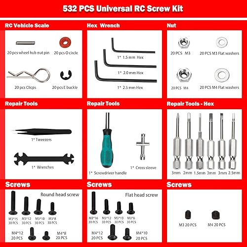Miniatura 2 de Kimapeso Soporte de trabajo de reparación de automóviles a control remoto, 532 piezas, kit de herramientas RC, kit de destornilladores RC y palet de
