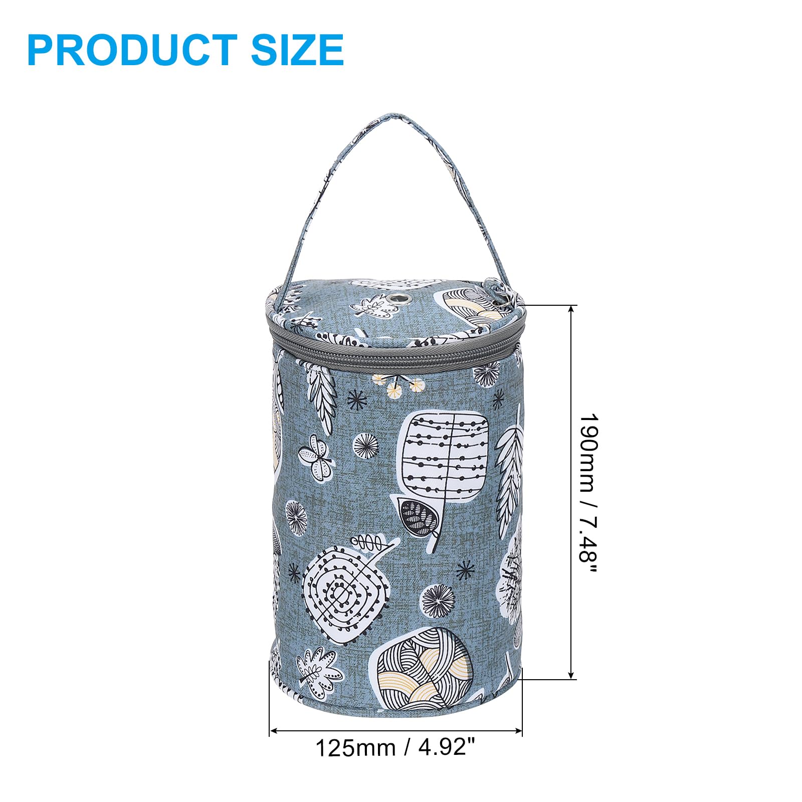 PATIKIL Knitting Bag for Yarn Storage Small Size Crochet Organizer Strap Case Holder with Pocket for Crocheting Supplies Needles Hooks Blue Gray - Image 2