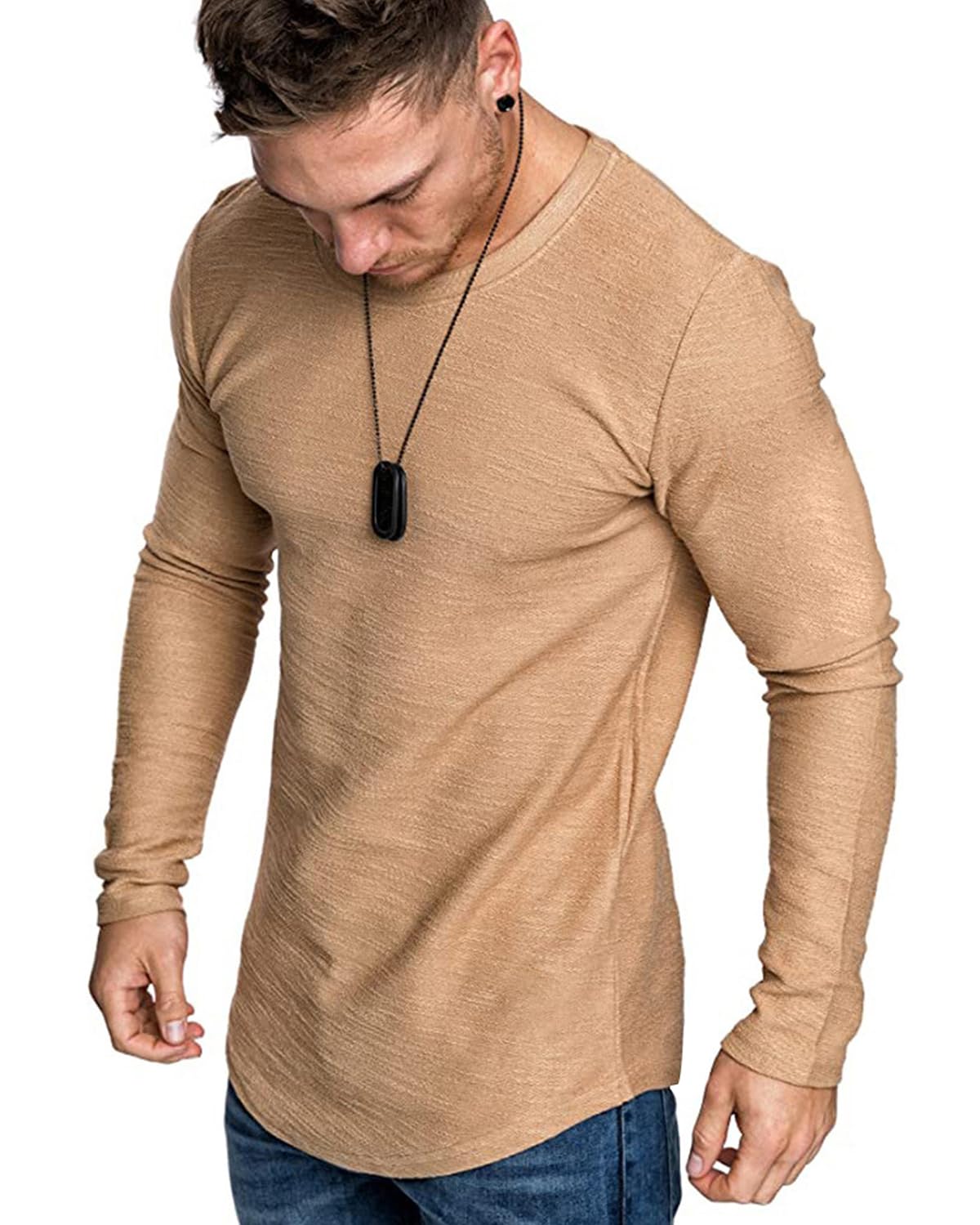 Fashion Mens T Shirt Muscle Gym Workout Athletic Shirt Cotton Tee Shirt Top