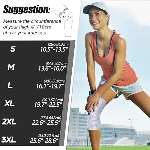 Vista 13 de NEENCA Rodillera profesional con estabilizadores laterales, soporte de rodilla de compresión con tecnología de tejido de malla, rodillera con Negro