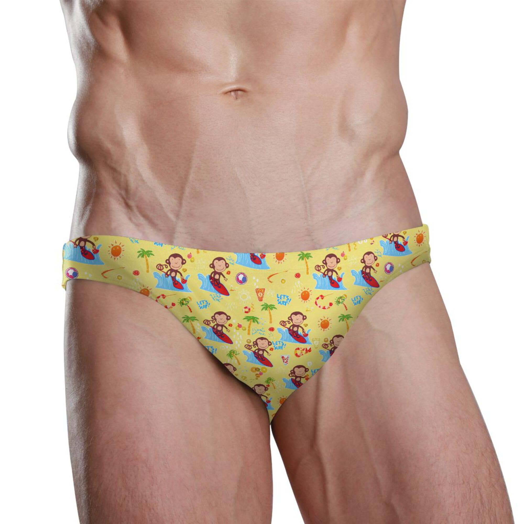 Men's Swim Briefs Cute Monkey Swimsuit Beach Swimwear Bikini M B0404657