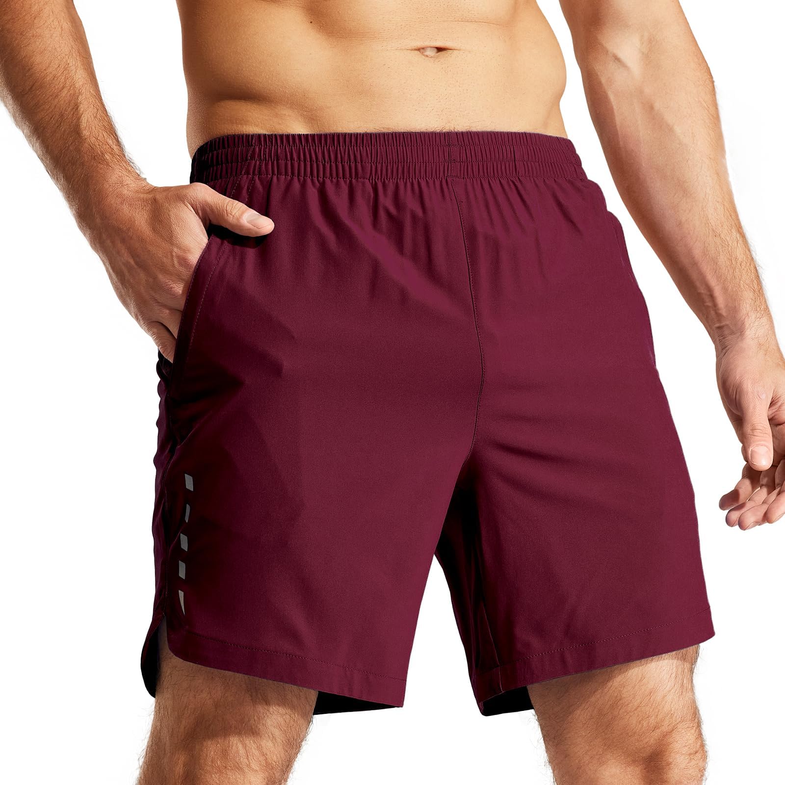 MIER Men's Running Shorts 7" Quick Dry Gym Athletic Workout Shorts with Zipper Pockets