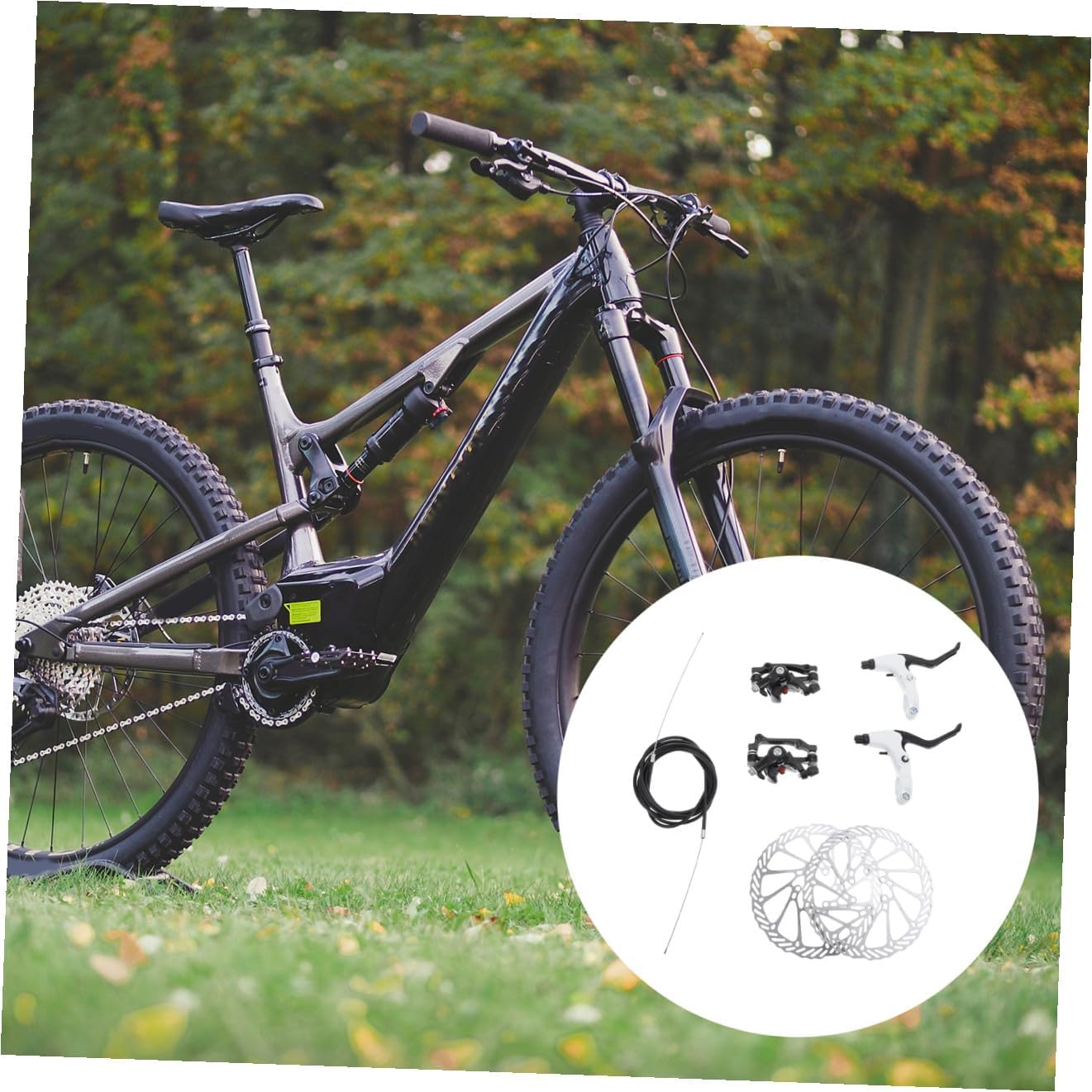 Mikinona Hydraulic Disc Brake Kit for Mountain Bike Front and Rear Brake Set Cables and Rotors Suitable for XC Trail and Fat Bike