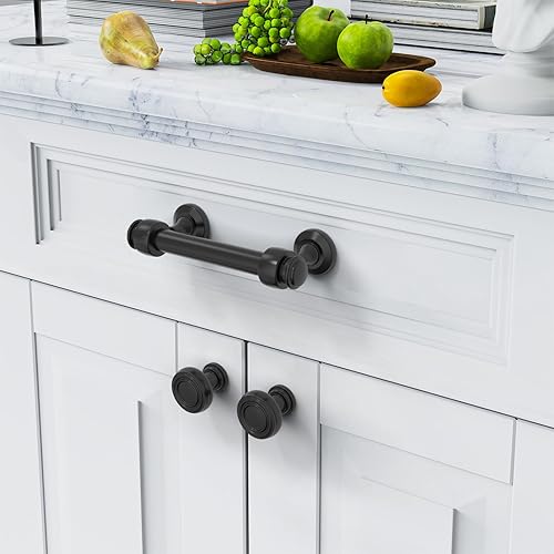 Miniatura 8 de Paquete de 10 tiradores de herrajes para gabinete, 4 pulgadas (4.016 in) entre agujeros, aleación de zinc, fáciles de limpiar, manijas de gabinete