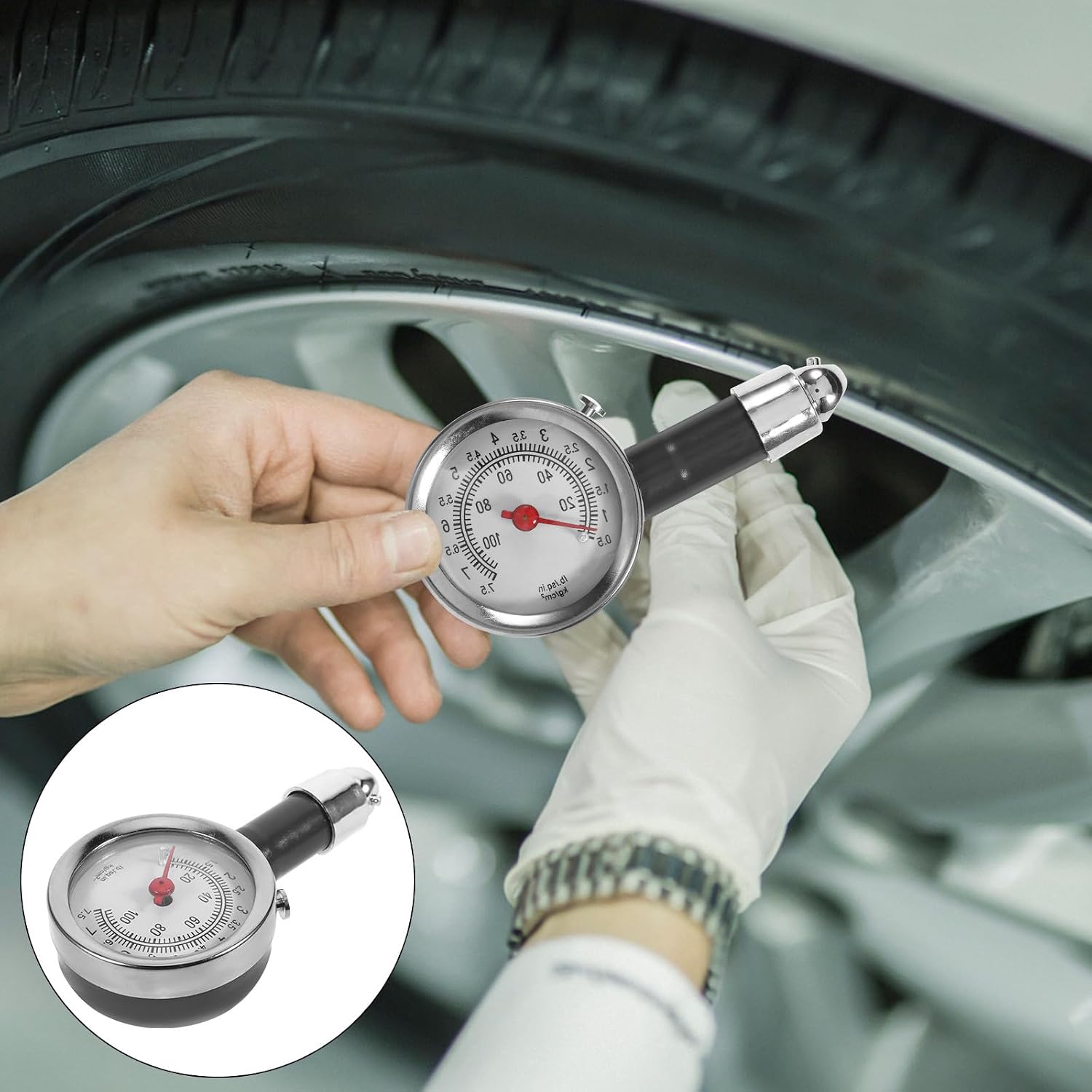 Dial Tire Pressure Gauge with High Precision Analog Display Car and Motorcycle Tire Air Gauge in Plastic Case for Accurate Psi Measurement
