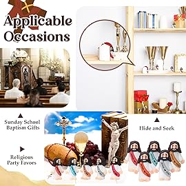 Bememo 100 Pcs Little Jesus Figures Jesus Loves You Original Design Rubber Pocket Toys Little Figures to Hide and Seek Sunday School Religious Party Share Gifts(Bohemian Color)