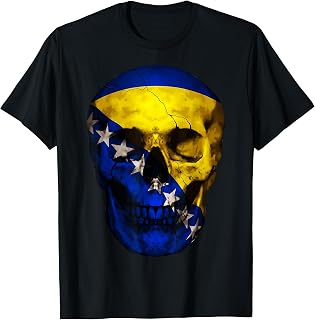 Bosnia and Herzegovina Flag Skull Bosnian Proud Patriotic Women Kids Men T-Shirt