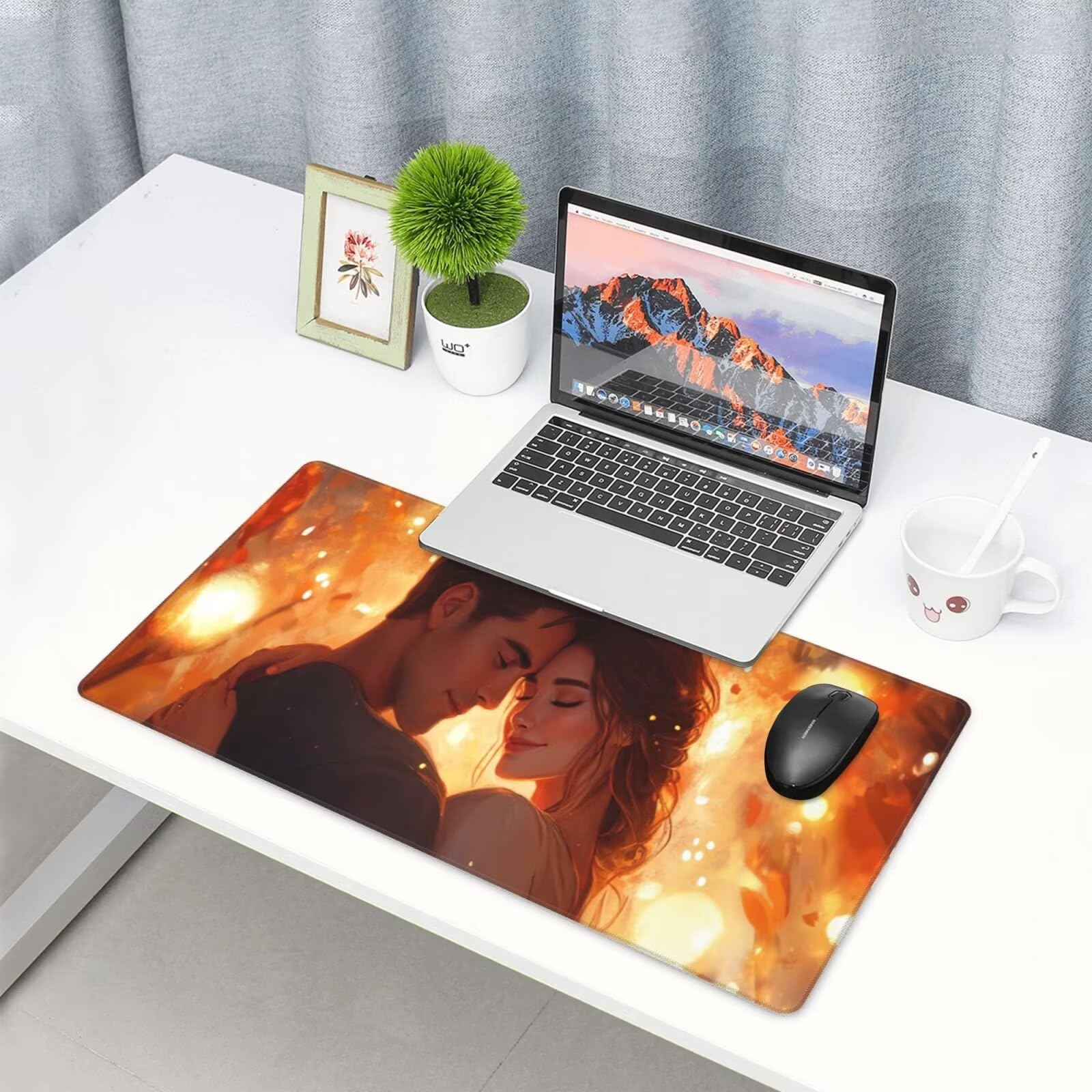 Żółta podkładka pod mysz XXL Para na biurko 1600 x 800 x 3 mm zmywalna podkładka do gier na laptopa, z antypoślizgową gumową podstawą do gier, PC, personelu biurowego Y845