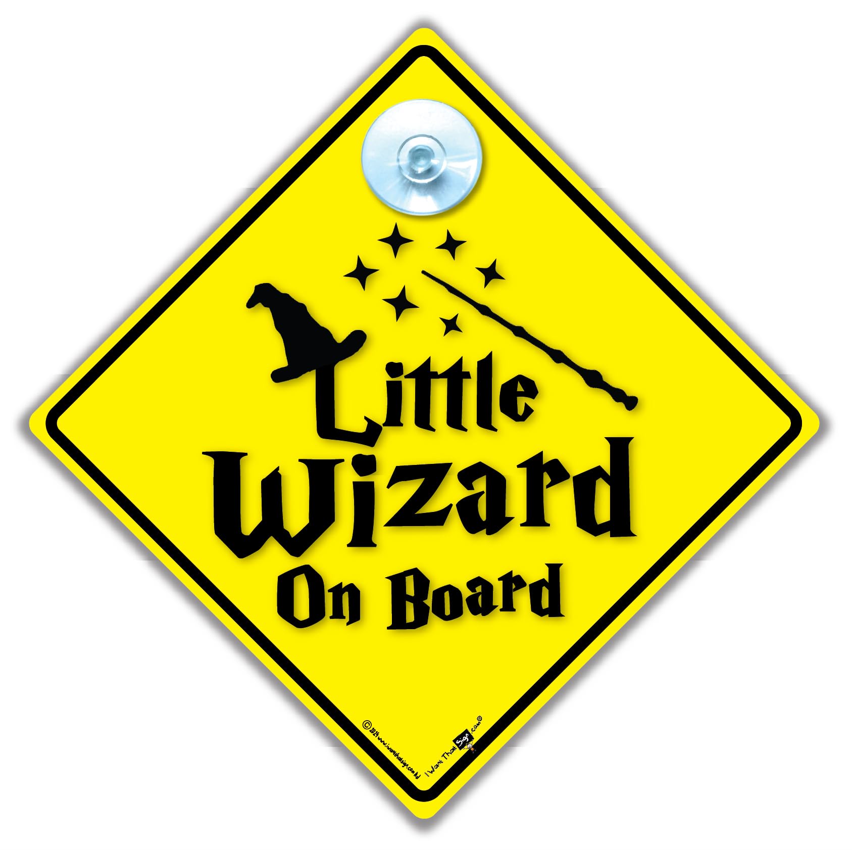 iwantthatsign.comLittle Wizard On Board Car Sign, 14cm x 14cm, Plastic, Suction Cup Mount, Contemporary Style