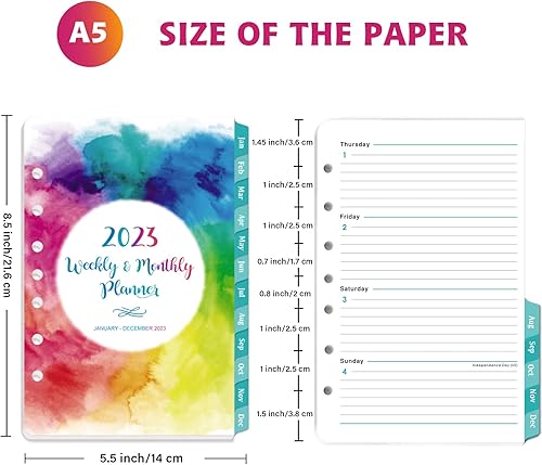 Miniatura 2 de Recambios de agenda 2023  Recambios de agenda semanal y mensual 2023 rellenos de planificador 2023 repuestos de planificador A5 insertos de