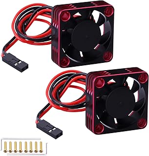 Hobbypark RC Brushless Motor Cooling Fan ESC Cooling Fan for RC Car 1/8 1/10 1/12 Scale 540 550 Brushless Motors (Black-Red 2pcs)