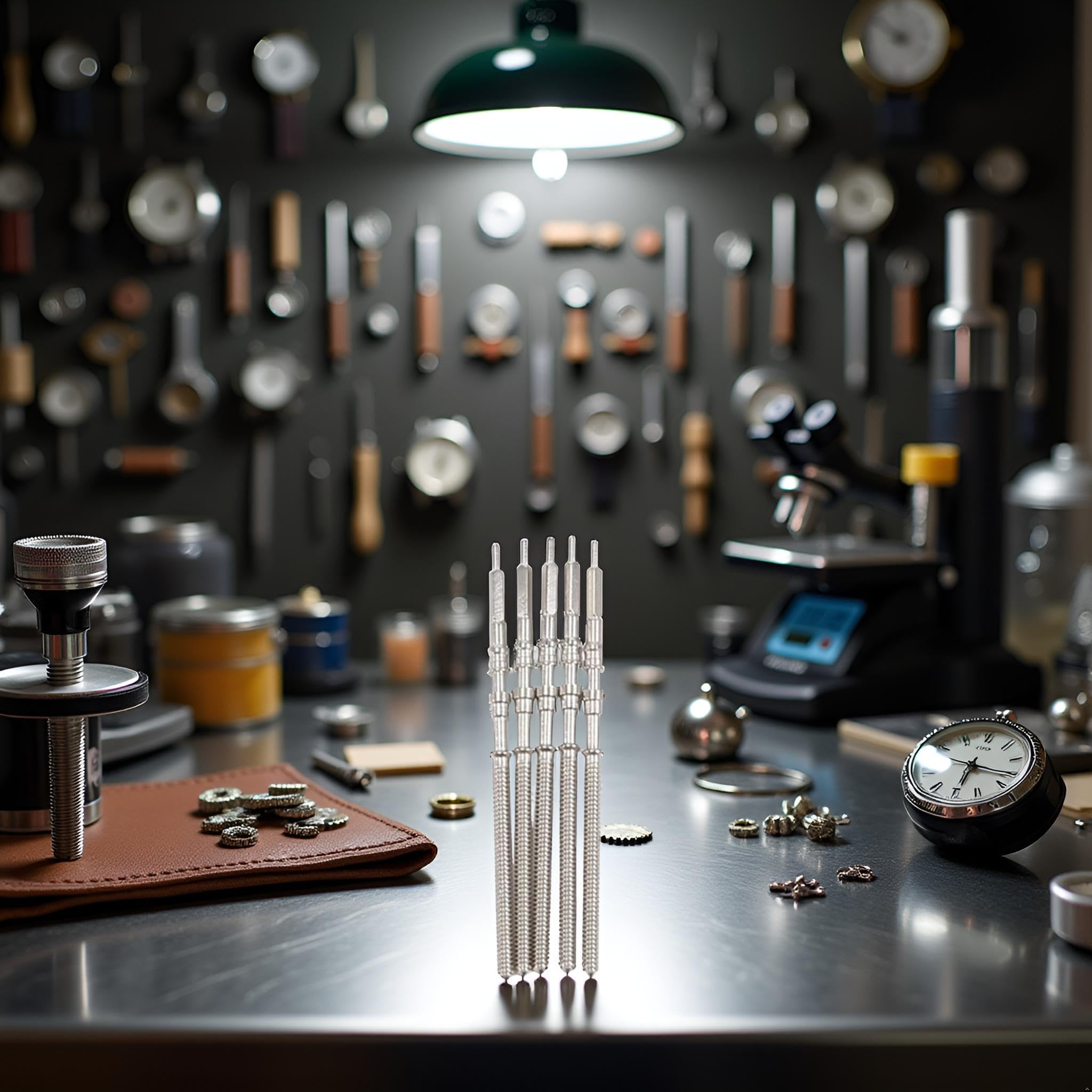 PurYupearl 5Pcs Silver Movement Watchs Steel Stem Crown Kit Watchs of Parts for NH35 NH36 NH38 NH39 Movement Watch Stem Spare Parts Kits Watch Accessories and Repair Tools