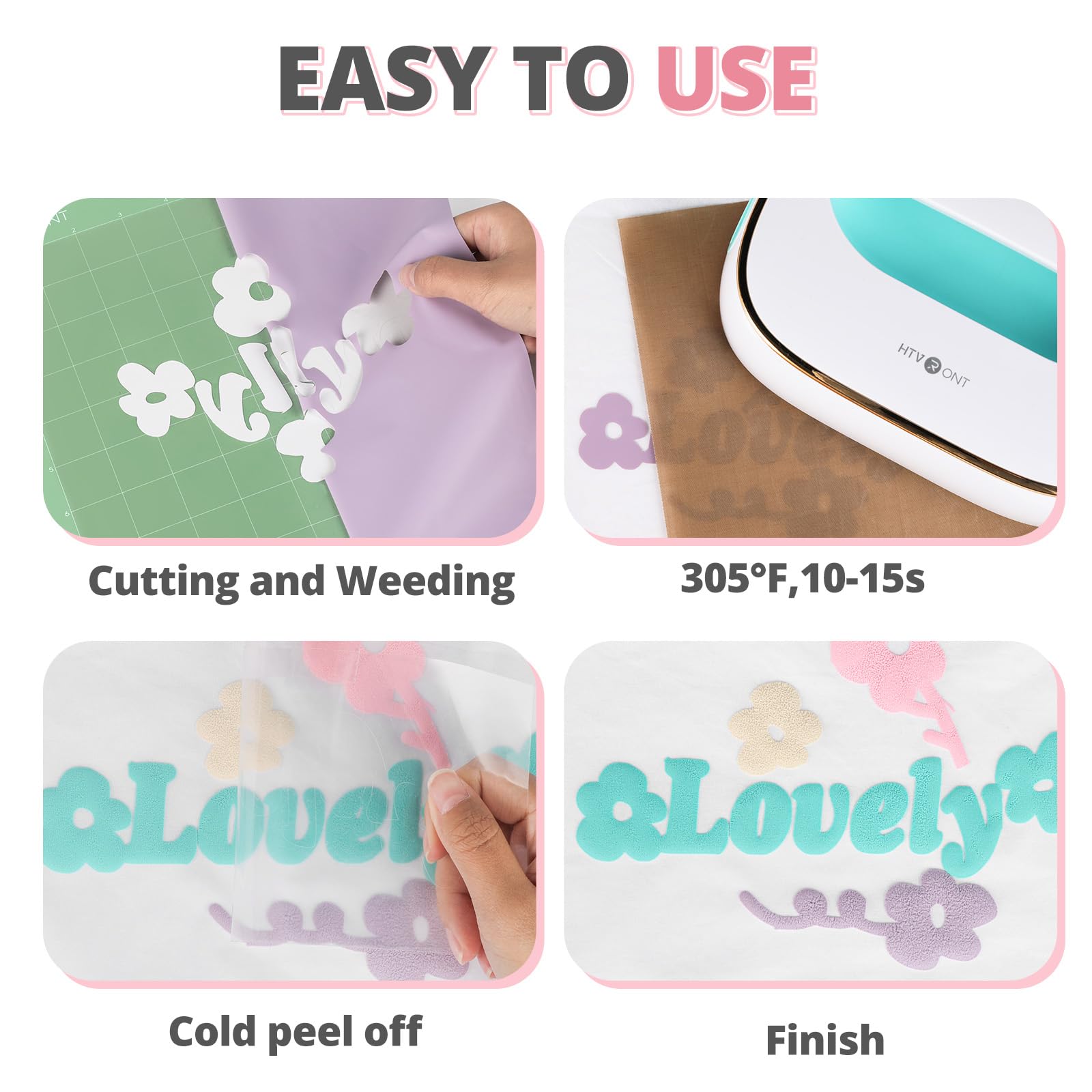 HTVRONT Puff HTV Vinyl - 9 Teile Pastellfarben Für 3D Bügelbilder Auf T-Shirts