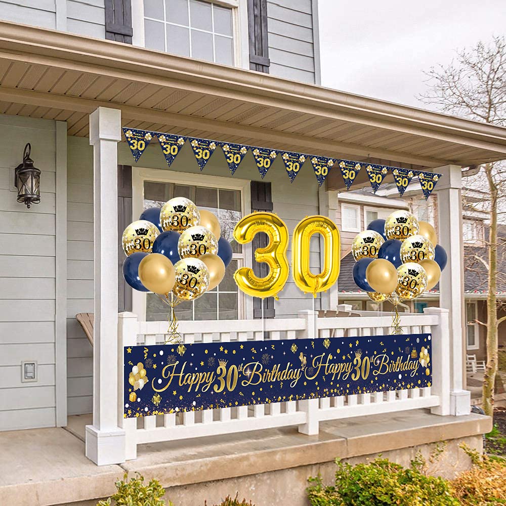 30e Verjaardag Decoratie Zwart Goud 30 Jaar Banner Kit Happy 30th Birthday Slinger Driehoekige Vlaggen Feestaccessoires Voor Mannen En Vrouwen 3139458425