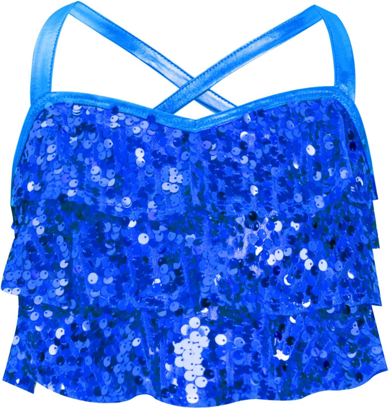 Shinsto Girls Sequin Tank Tops Sleeveless Cami Camisole Sparkly Latin Street Dance Blouse