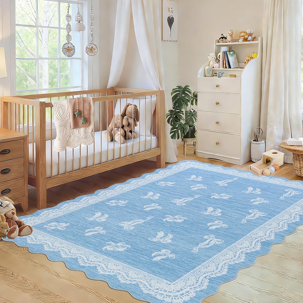 Tapete decorativo Ortigia 5x7 azul antideslizante lavable miniatura 3