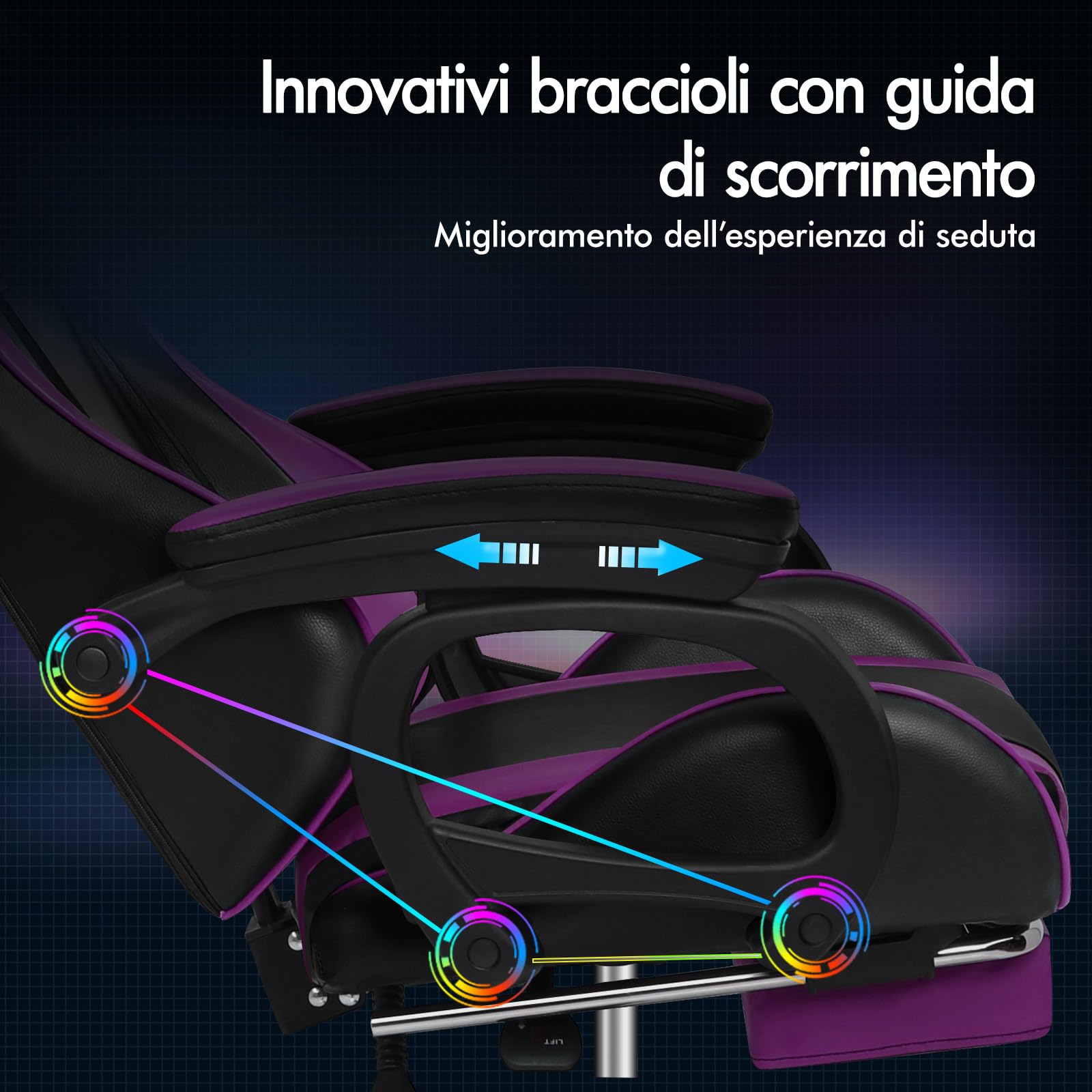 ALFORDSON Sedia da Gaming Massaggiante con Poggiapiedi da Case Viola | Poltrona Gamer in Similpelle Serie XAVIER, Schienale regolabile, con supporto lombare e poggiatesta, portata 180 kg