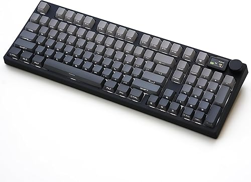 NJ98 Teclado mecánico inalámbrico personalizado con perilla de pantalla 96% teclado RGB intercambiable en caliente Mac Windows (oscuro, placa de